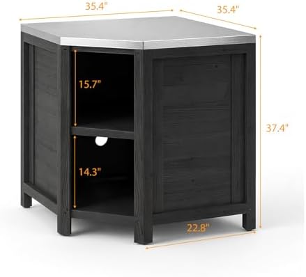 MOUMON Corner Patio Kitchen Storage Cabinet with Stainless Steel Countertop - Image 2