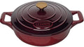 La Cuisine Enameled Cast Iron Braiser Sauté Pan Shallow Dutch Oven with Golden Knob for Lid Internal Matt Black Enamel 3.75 QT 11" / 28cm Ø Oven-Safe 550°F/276°C, Cranberry by LaCuisineforlife