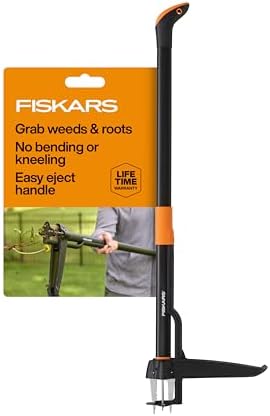 Fiskars Deluxe Stand-Up Weed Puller Tool, 4 Serrated Stainless Steel Claws by Unknown