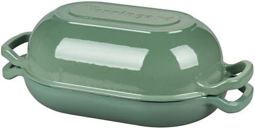 VORRINGARD Enameled Cast Iron Sourdough Bread Oven, Dutch Oven, Loaf Cast Iron Bread Pan for Homemade Bread Baking, Meatloaf Pan with Lid, 5QT, Sage Green - Image 6