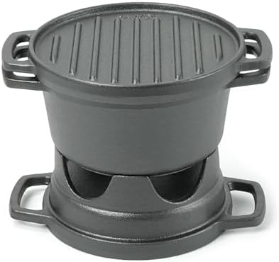 HAWOK 6 Piece Stove Set, Potable Cast Iron Charcoal Grill Stove with 1QT Dutch Oven, with Multipurpose Lid, Five-Leg Buffet Tray, Multipurpose Mini BBQ Stove Set - Image 3