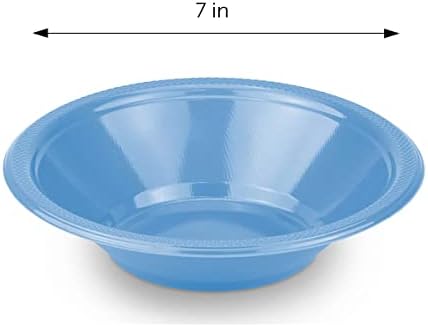 DecorRack 24 Light Blue Plastic Bowls, 7 in Disposable 12 oz Bowl - Image 2