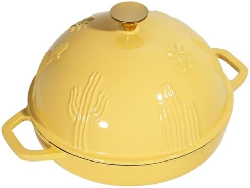 Flavehc Cast Iron Bread Oven With Cloche Lid for Baking - Yellow Enameled Dutch Oven With Dome Lid for Sourdough - 5 qt - Image 2