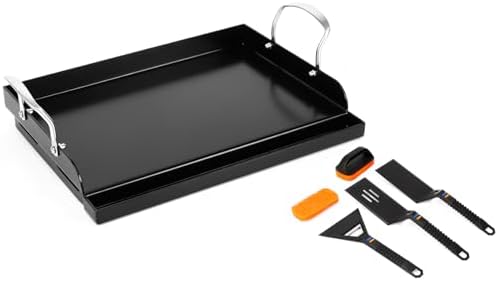 Nonstick Nanoceramic Griddle Plate, Pre-Seasoned Heavy-Duty Flat Top Insert, Universal Outdoor Cooking Griddle for Gas Grill/Charcoal/Gas Stove, Camping, Tailgating, Parties & Backyard BBQ, 17"x13" by QuliMetal