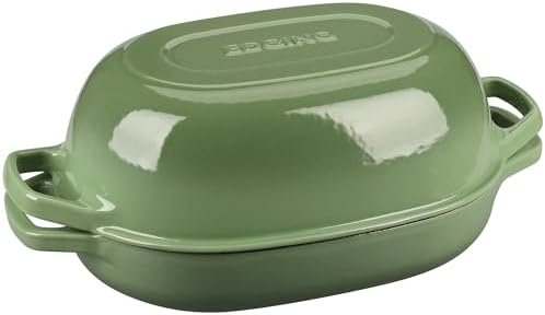 EDGING CASTING Enameled Cast Iron Oval Dutch Oven Pot with Lid, Dutch Oven for Sourdough Bread Baking, Bread Oven, Bread Dutch Oven, Oval Bread Pan, 7qt, Pistachio Green - Image 5