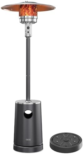 EAST OAK 50,000 BTU Patio Heater with Sand Box, Table Design, Double-Layer Stainless Steel Burner, Wheels, Triple Protection System, Outdoor Heater for Home and Residential, Polar Night by EASTOAK