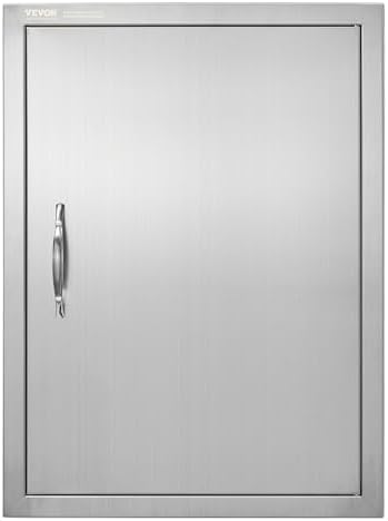 VEVOR BBQ Access Door, 27H x 20W Inch Stainless Steel Flush Mount Vertical Door with Handle for BBQ Island, Grilling Station by VEVOR