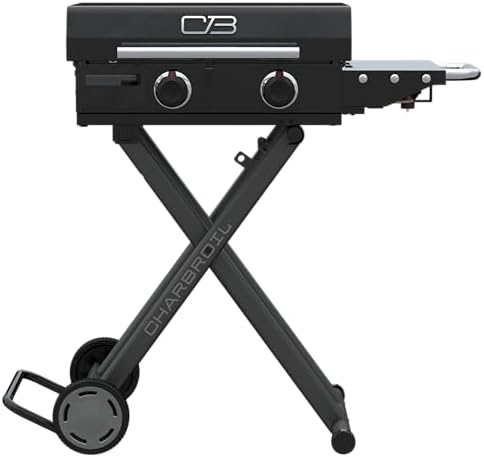 Charbroil 22" Performance Series Folding Cart 2-Burner Portable Propane Gas Griddle, Black - 463711223 by Charbroil