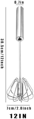 Digead Stainless Steel Egg Whisk, Hand Push Rotary Whisk Blender, Versatile Milk Frother, Hand Push Mixer Stirrer for Blending, Whisking, Beating & Stirring (12in) - Image 2