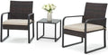 Bezseller 3-Piece Patio Furniture Set, Wicker Bistro Set, Brown by Bezseller