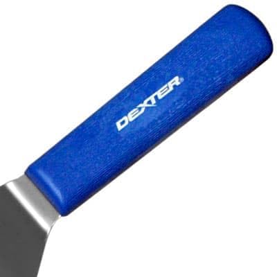 Dexter Russell S286-4H-PCP Sani-Safe Cool Blue 19853H Hamburger Turner, 4" x 3" Stainless Steel Beveled Blade with Heat Resistant Polypropylene Blue Handle up to 500°, Grill Spatula, Made in USA - Image 2