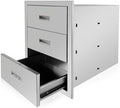 Outdoor Kitchen Triple Drawers 18'' W x 23'' H x 23.1'' D Stainless Steel BBQ Island Drawers with Handle Enclosed Built-in Flush Mount Drawer for Outdoor Kitchen Island Patio Grill Station by Fsehyue