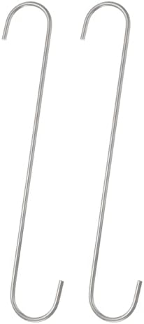 HARFINGTON 2pcs Long S Hooks 12 Inch Extra Long Metal S-Shaped Hanging Hooks High Manganese Steel S Hanger Storage Organizing Tool for Kitchen Garden Bathroom Garage Closet, Silver by HARFINGTON