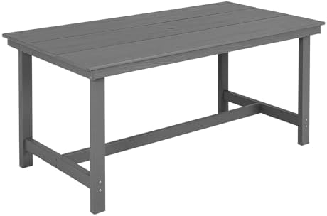 FUNBERRY Outdoor Dining Table, HDPE 6-Person Patio Table with Umbrella Hole by FUNBERRY