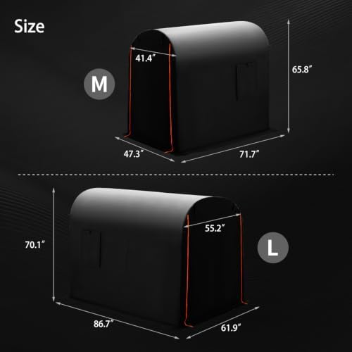 Bike Storage Shed Tent, Outdoor Bicycle Motorcycle Storage Shed with 210D Oxford Fabric PU2000 Waterproof for 2-5 Bikes, Bike Covers Shelter for Garden Tools, Toys, Lawn Mower (Black, Round M Size) - Image 7