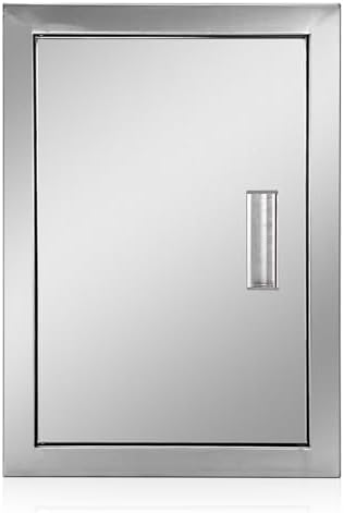 Outdoor Kitchen Door 14'' W x 20'' H Single BBQ Access Door Stainless Steel Flush Mount Doors Wall Vertical Doors with Handle Suitable for Grilling Station BBQ Island Outside Cabinet by Fsehyue
