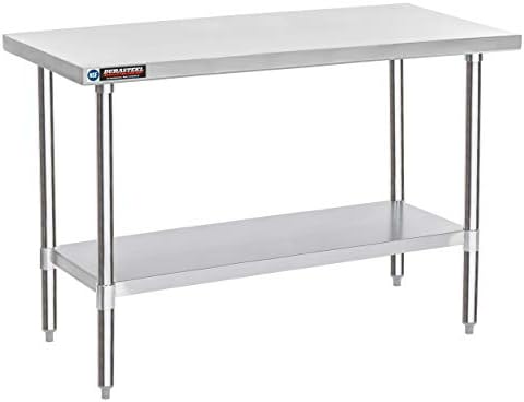 DuraSteel 24x60 Stainless Steel Work Table - NSF Commercial Prep Metal Table w/Adjustable Under Shelf - Kitchen Outdoor Pizza Oven Stand, Garage Workbench, Laundry Utility Worktable - 350 lb Capacity by DuraSteel
