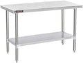 DuraSteel 24x60 Stainless Steel Work Table - NSF Commercial Prep Metal Table w/Adjustable Under Shelf - Kitchen Outdoor Pizza Oven Stand, Garage Workbench, Laundry Utility Worktable - 350 lb Capacity by DuraSteel