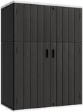 KINYING Outdoor Vertical Storage Shed,57 Cu.ft Outdoor Storage Cabinet Waterproof,Resin Sheds & Outdoor Storage Clearance for Garden,Patio,Backyard,Lockable (Black) by KINYING