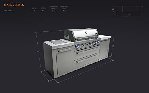 Mont Alpi 94" Modular Outdoor Kitchen Island - 304 Stainless Steel | 115,000 BTU 6-Burner Gas Grill | Side Burner + Griddle + Pizza Kit | 94 Inch - Image 2