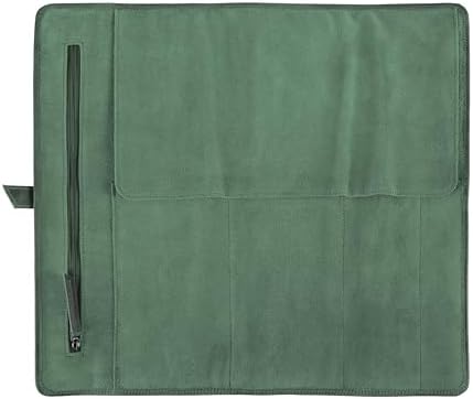 Leather Knife Roll Bag for Chefs – 17.5” x 17.5” Professional Chef Knife Storage Organizer, Portable Culinary Knife Case, Travel Knife Roll for Kitchen, BBQ & Catering (Green) - Image 2