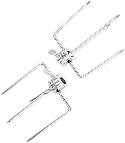 4 Pack Stainless Steel 304 Grill Rotisserie Meat Forks Set- Fits 5/16" Square and 3/8" Round Hexagon Spit Rods for rotisserie kit for Gas Charcoal Grill - Image 4