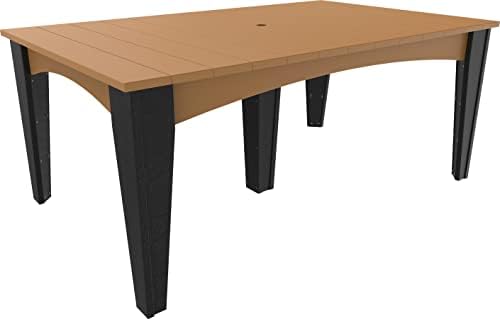 LuxCraft Poly Island Dining Table, 44" x 72" Rectangular Outdoor Patio Table, Made with Recycled Plastics, Made in USA (Cedar & Black) by DutchCraftersAmishFurniture