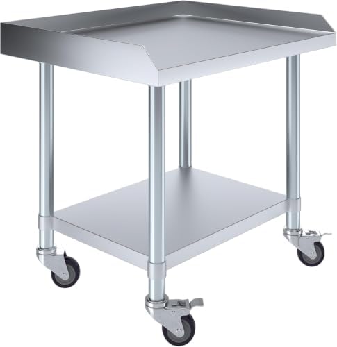 Stainless Steel Rolling Equipment Grill Table Stand | 30" x 30" Work Table by Unknown