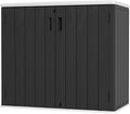 Mrosaa Large Outdoor Storage Box,Resin Sheds&Outdoor Storage Waterproof/Lockable,Outdoor Storage Cabinets for Balcony,Garage,Backyard (37Cu.ft-Black White) by Mrosaa