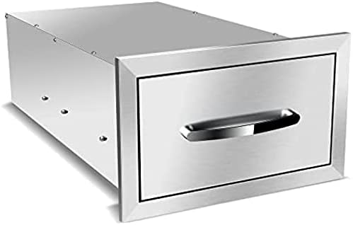 AHLOKI Stainless Steel with Chrome Handle BBQ Island Drawers for Outdoor Kitchen Or Grill Station,14Wx23Dx8.5H by RIGMEC