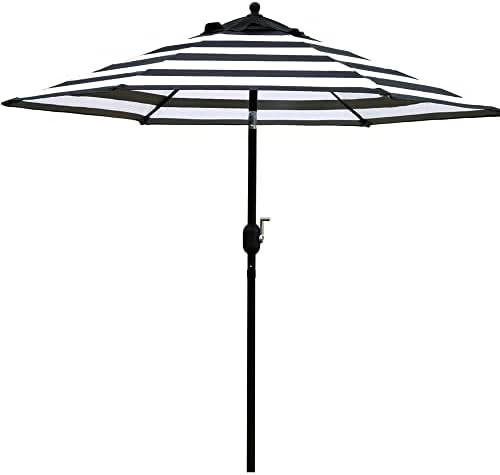 Sunnyglade 7.5' Patio Umbrella Outdoor Tilt Umbrella Black and White Stripe by Sunnyglade