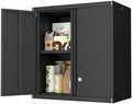 IRONFFICE Wall Cabinet Storage, Locking Wall Cabinet with 2 Doors,Garage Storage Cabinet for Home Office,Gym,Garage,Black by IRONFFICE