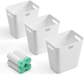 JOYMOOP Slim Trash Can 3-Pack, 2.2 Gallon Plastic Wastebasket for Bathroom, Bedroom, Office, Kitchen with 4 Rolls Bags, White by JOYMOOP