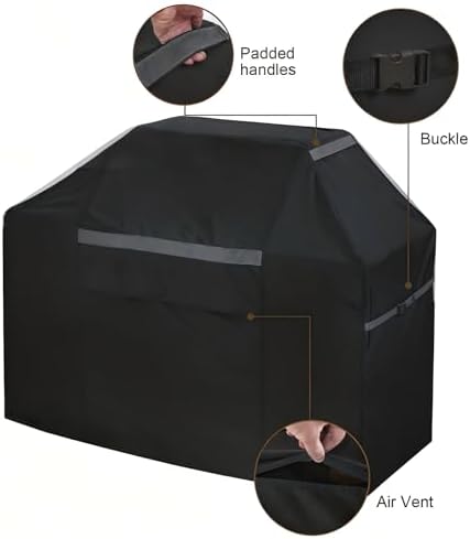 72 Inch Waterproof BBQ Grill Cover - UV Fade Resistant Heavy Duty Black Cover, Outdoor Patio Grill Cover for Weber Char-Broil Nexgrill - Image 3