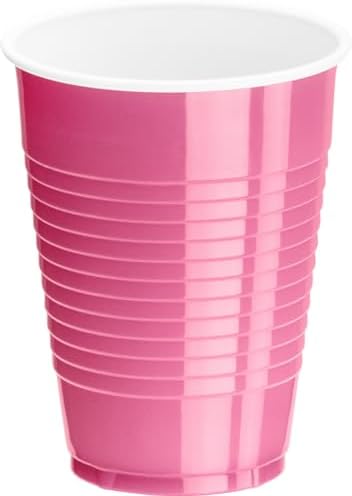 DecorRack 20 Party Cups 12 oz Disposable Plastic Cups for Birthday Party Bachelorette Camping Indoor Outdoor Events Beverage Drinking Cups (Pink, 20) - Image 2
