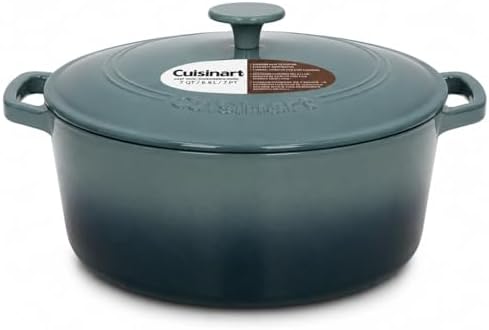 Cuisinart Chef's Classic Enameled Cast Iron Dutch Oven with Lid, Porcelain Enameled Interior, Oven Safe, Induction Compatible, 7-Quart, Round, Sea Glass Green by Cuisinart