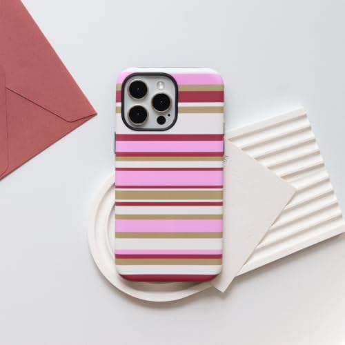 for iPhone 13 Pro Max Case, Magnetic Matte Frosted Dual-Layer Striped Phone Case for Women, Retro Aesthetic Cover Compatible with MagSafe Accessories - Berry Sage - Image 2