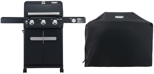Monument Grills Mesa Series, Outdoor Barbecue Stainless Steel 3 Burner Propane Gas Grill, 48,000 BTU Patio Garden Grill with Side Burner and Knob Controls, Mesa325 with BBQ Cover by MonumentGrills