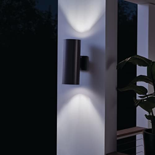 Kichler Cylinders 15" 2-Light Outdoor Cylinder Wall Sconce in Black, (15" H x 5.75" W), 9246BK - Image 4