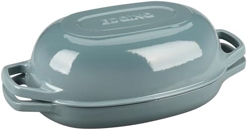 EDGING CASTING Enameled Cast Iron Oval Dutch Oven Pot with Lid, Dutch Oven for Sourdough Bread Baking, Bread Oven, Bread Dutch Oven, Oval Bread Pan, 5qt, Seasalt - Image 5