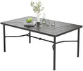 MIXPATIO Patio Table for 6, 64" Black Metal Dining Table w/Umbrella Hole by MIXPATIO
