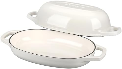 EDGING CASTING Enameled Cast Iron Oval Dutch Oven Pot with Lid, Dutch Oven for Sourdough Bread Baking, Bread Oven, Bread Dutch Oven, Oval Bread Pan, 5qt, White - Image 4