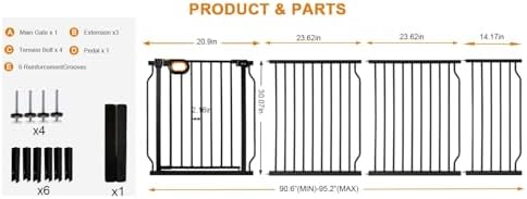 90.6-95.2 Inch Extra Wide Baby Gate for Stairs Doorways - Image 5
