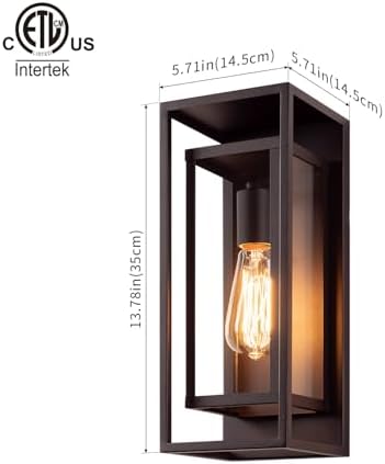 mirrea 14" Modern Outdoor Porch Wall Light, Oil Rubbed Bronze, 2 Pack - Image 4