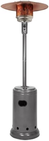 Amazon Basics 46,000 BTU Portable Outdoor Propane Patio Heater with Wheels, Commercial & Residential with Water Tank, Adjustable Heat Output, 9-Foot Radius, Slate Gray, 32.1"L x 32.1"W x 91.3"H by AmazonBasics