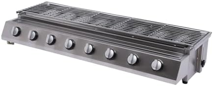 8 Burners Tabletop Gas Grill, Stainless Steel Patio Garden Barbecue Grill w/Independent Ignition Height Adjustable Commercial LPG Gas BBQ Griddle for Outdoor Party Camping - Image 5