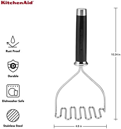 KitchenAid Gourmet Stainless Steel Wire Masher,10.24-Inch,Black,(Pack of 12) - Image 3