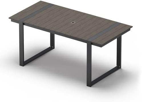 Outdoor Dining Table for 6, HDPS+ Aluminum Patio Dning Table by Oasbira