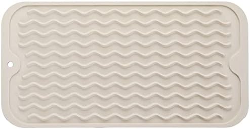 MicoYang Silicone Dish Drying Mat for Multiple Usage,Easy clean,Eco-friendly,Heat-resistant Silicone Mat for Kitchen Counter or Sink,Refrigerator or Drawer Liner Tapioca S 12 inches x 6 inches by MicoYang