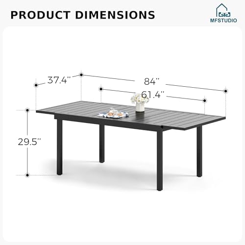 MFSTUDIO Outdoor Expandable Table for 6-8, Large Metal Dining Table - Image 3